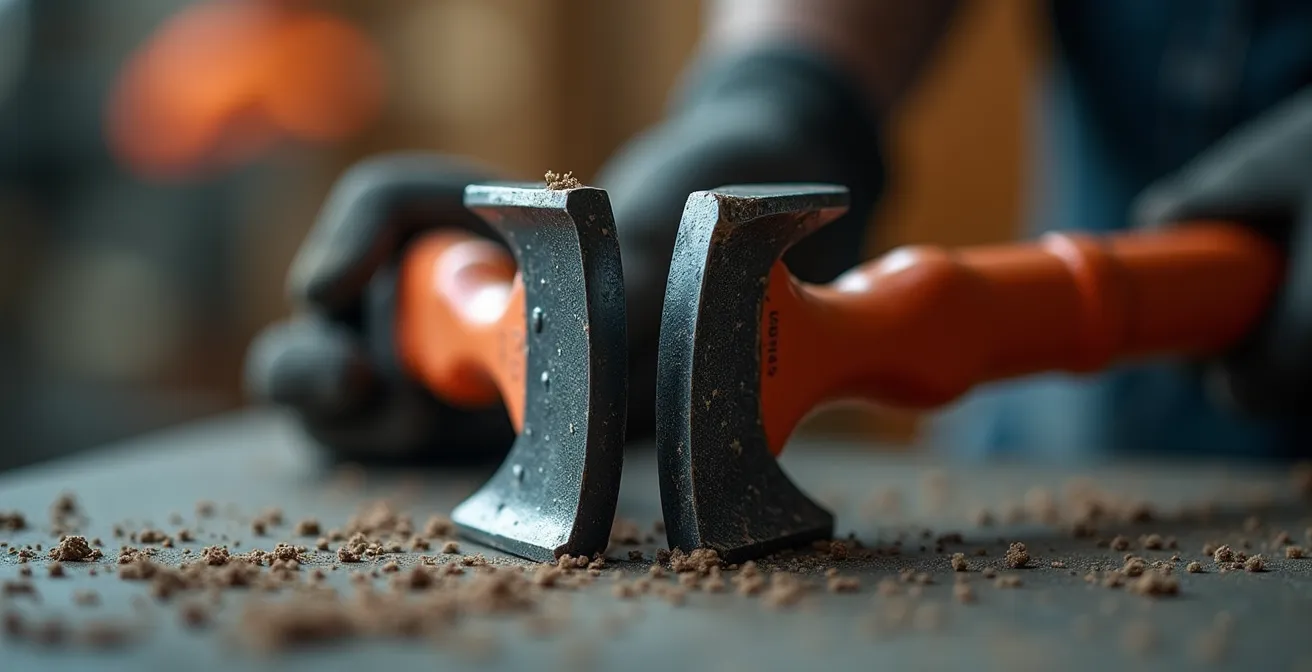 Détail de construction montrant différences de matériaux entre gammes