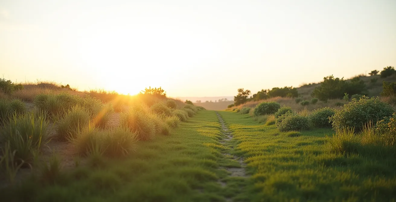 Comparaison visuelle de trois types de terrain avec végétations différentes